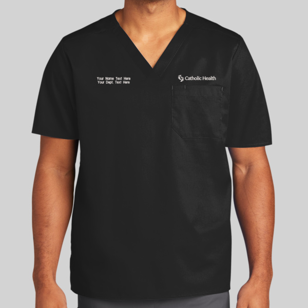 Catholic Health - Unisex WorkFlex ™ Chest Pocket V Neck Top Thumbnail