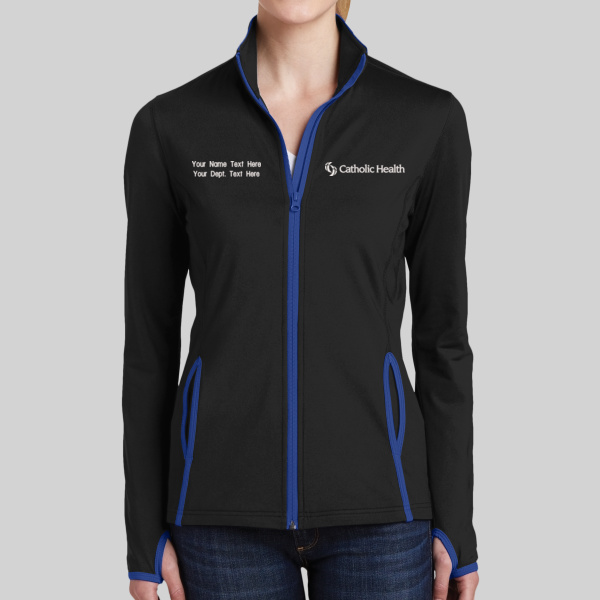 Catholic Health - w/ Name - Ladies Sport Wick ® Stretch Contrast Full Zip Jacket Thumbnail
