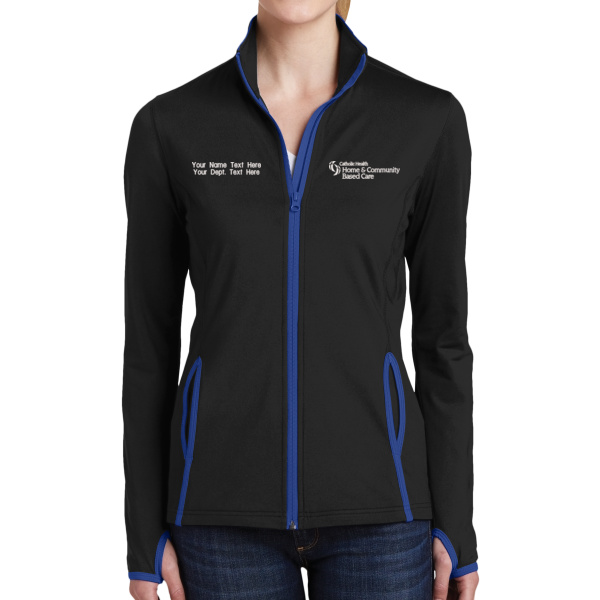 Home & Comm. Based Care - w/ Name - Ladies Sport Wick ® Stretch Contrast Full Zip Jacket Thumbnail