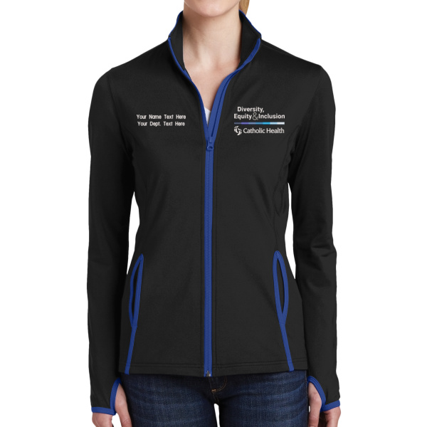 Diversity, Equity & Inclusion - w/ Name - Ladies Sport Wick ® Stretch Contrast Full Zip Jacket Thumbnail