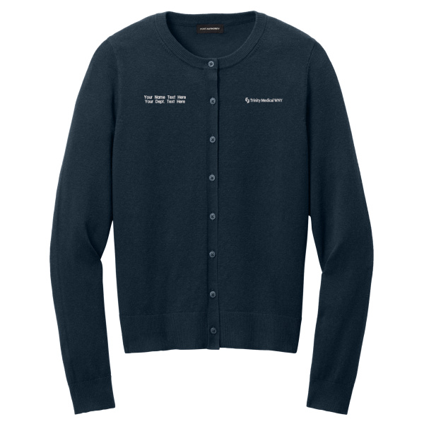 Trinity Medical - w/ Name - Women's Easy Care Crewneck Cardigan Sweater Thumbnail